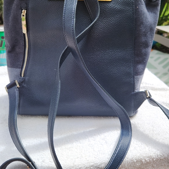 KATE SPADE Leather/Denim Bookbag w/yellow drawstring-vintage one of a kind bag! - Picture 2 of 5